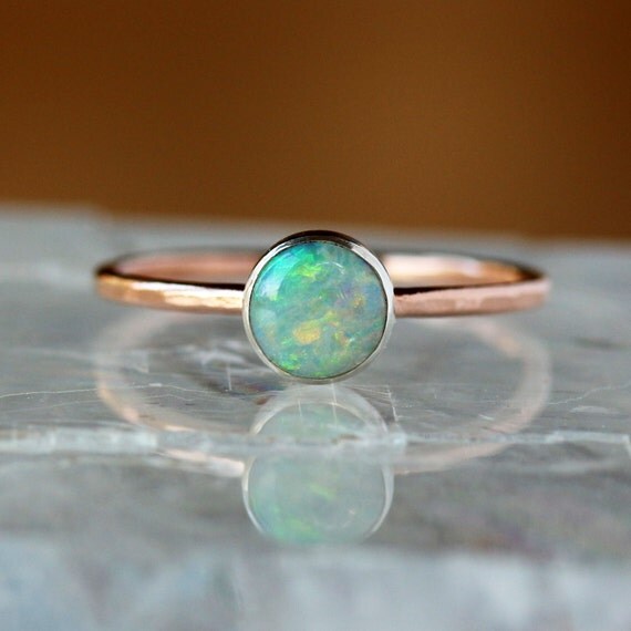 Opal Ring 14k SOLID Gold Genuine Opal Eco Friendly Recycled