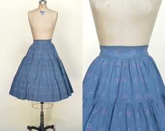 SALE /// 1950s Cotton Skirt --- Vintage Novelty Print Circle Skirt