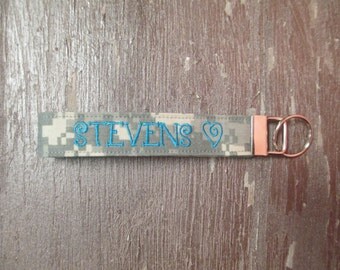 Military Wristlet, Army Custom Name Tape Key Chain, Army Personalized Military Keychain, Army Key Fob