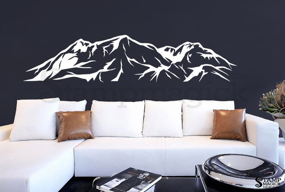 Mountain Wall Decal Snowy Mountain Range Wall Art Hills