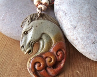 Wild Horses I - Jasper and Lampwork Necklace