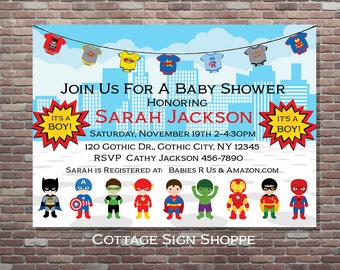 Superhero Baby Shower, Superhero Baby Shower Invitation, DIGITAL, YOU PRINT, Superhero Shower , Superhero Baby Shower Theme