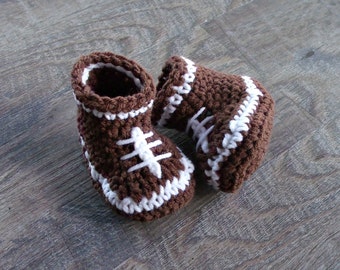 Football Baby Booties, Crochet Football Shoes, Baby Boy Shoes, Football Baby Shower, Crochet Baby Boy Booties