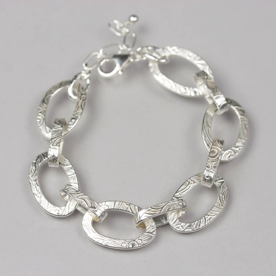 Sterling Silver Bracelet Chunky Silver Chain Bracelet