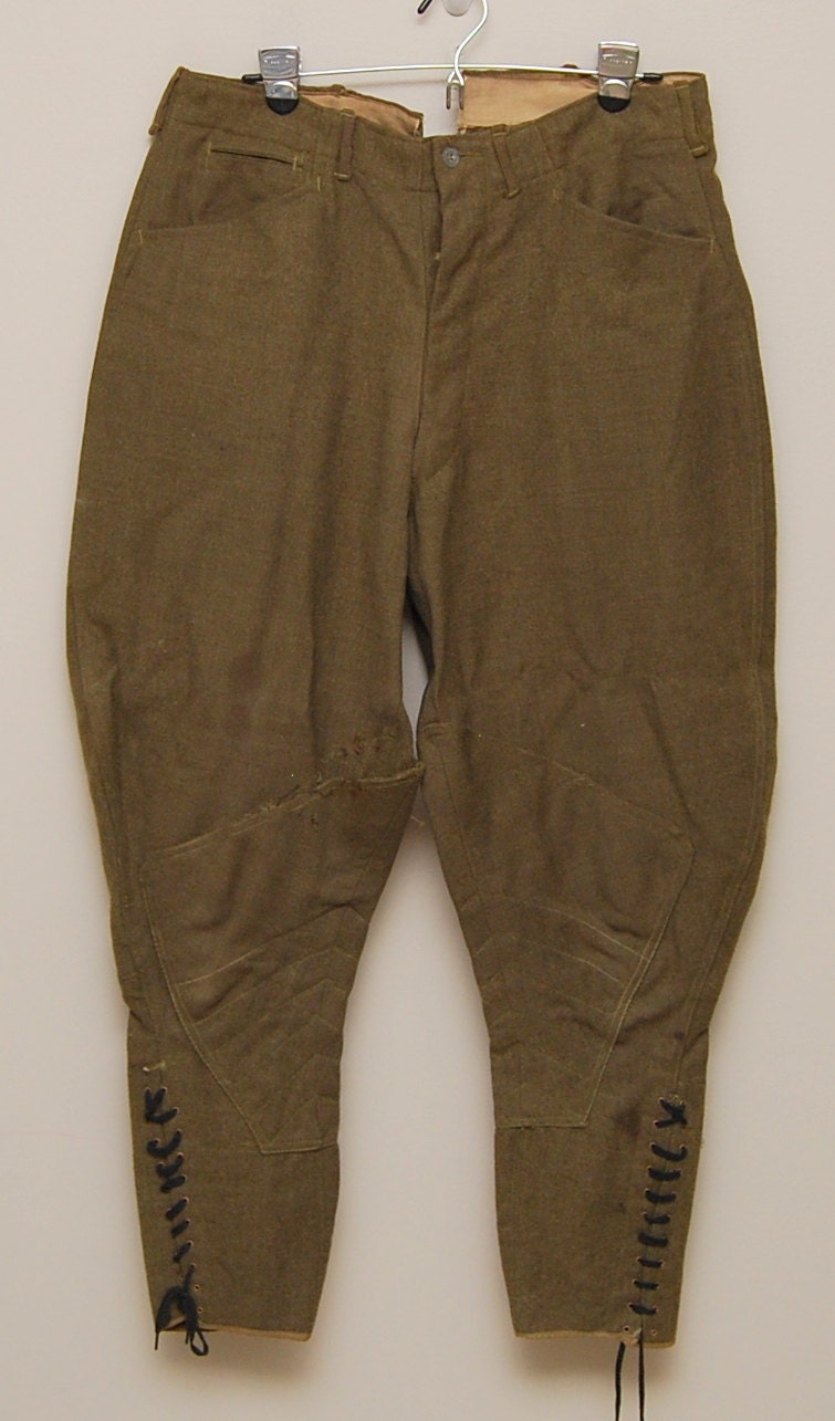 192030s green wool military riding pants