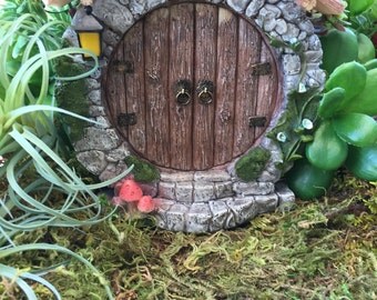 Charming Round Fairy Door With Lantern, Miniature Gardening, Fairy Garden Accessory, Home and Garden Decor, Garden Supply