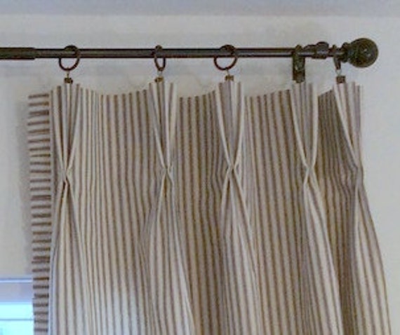 Country French Ticking Curtain Panels with by LaFortuneLinens