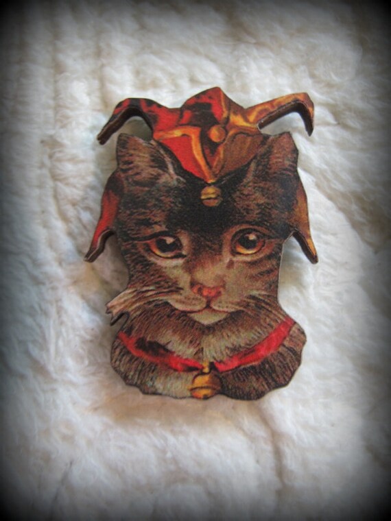 Cat Jester Needle Minder with double by