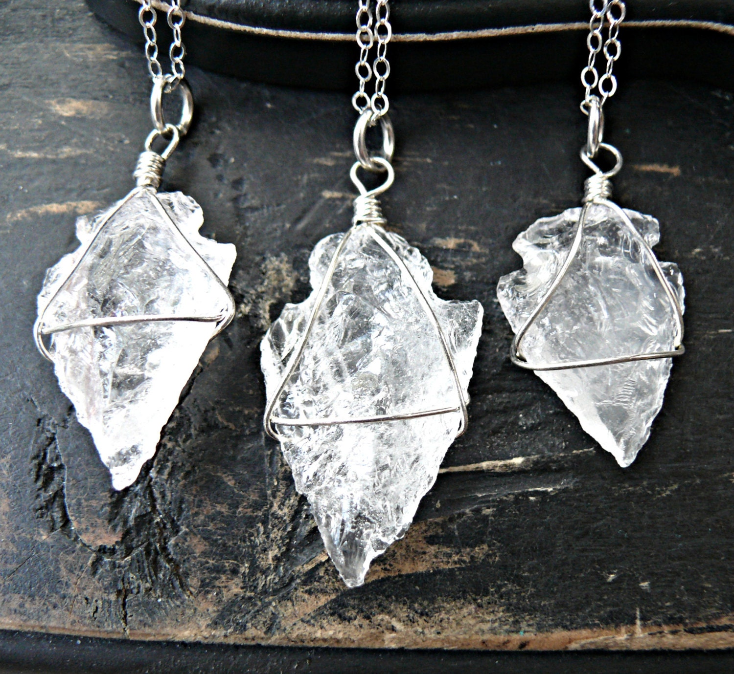 Crystal Carved Arrowhead Necklace by MountainStoneDesigns on Etsy