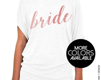 Bride Shirt - Rose and Pearl - White Slouchy Tee- Wedding Day Shirt, Wedding Shirt, Bride Top, Getting Ready Shirt, Bride to Be shirt