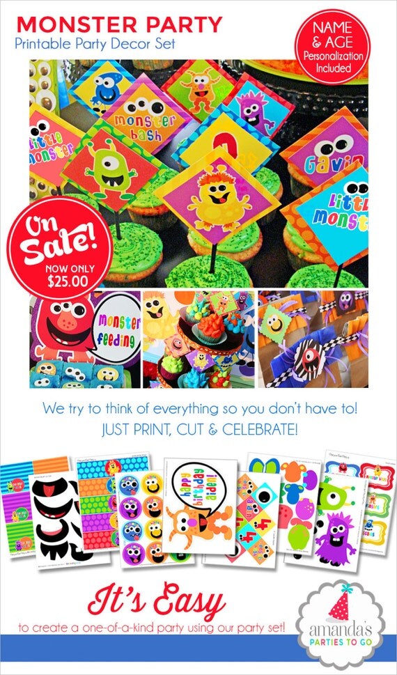 Monster Party | Monster Birthday | Monster Party Decorations | Monster Bash Party | Monster Printable | Amanda's Parties To Go Il_570xn