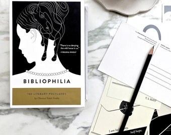100 Literary Postcards Set, Minimalist Art Postcards Bookish Art Prints, College Student Gift for Her, Boyfriend Gift for Him, Literary