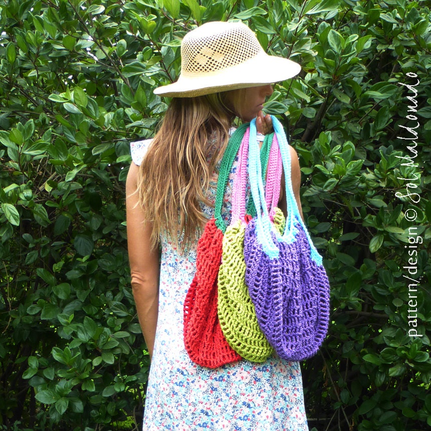 Crochet pattern Grocery Bag PDF tote mesh crochet bag
