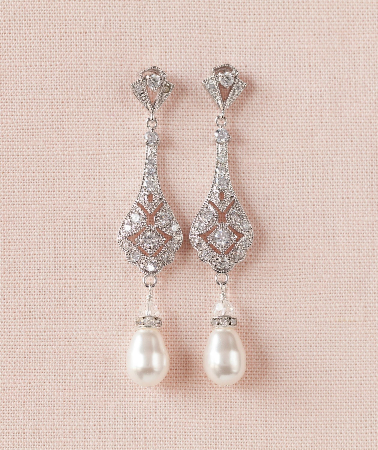 Bridal Earrings Long Wedding earrings Swarovski bridal