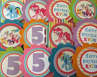 Cupcake Toppers, pretty ponies, pony party, Birthday, pony birthday, Set of 12, Personalized, my little pony, Cupcake picks, pony toppers