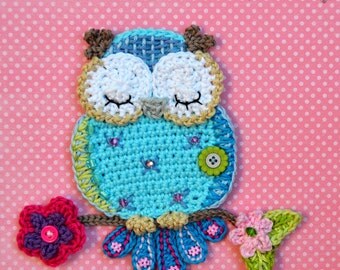 Crochet pattern - owl applique - by VendulkaM crochet, digital pattern DIY, pfd