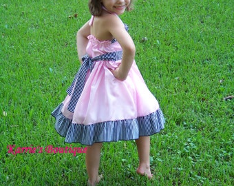 Halter Style Dress / Pink / Satin / Flower Girl Dress / Pageant / Wedding / Bridesmaid / Infant / Baby / Girl / Toddler / Custom Boutique