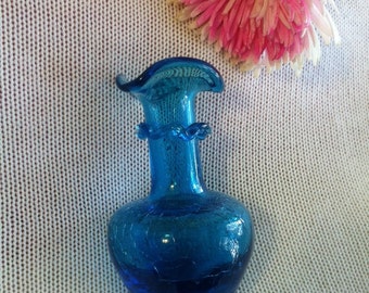 Aqua Glass Vase Vintage Small Turquoise Ocean Sky Blue Crackle Glass Vase Sea Themed Home Decoration Blue Flower Container