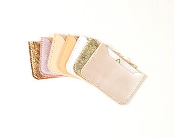 LEATHER Card Case. Credit Card Case. Metallic Leather Wallet. Card Holder. Leather Business Card Holder