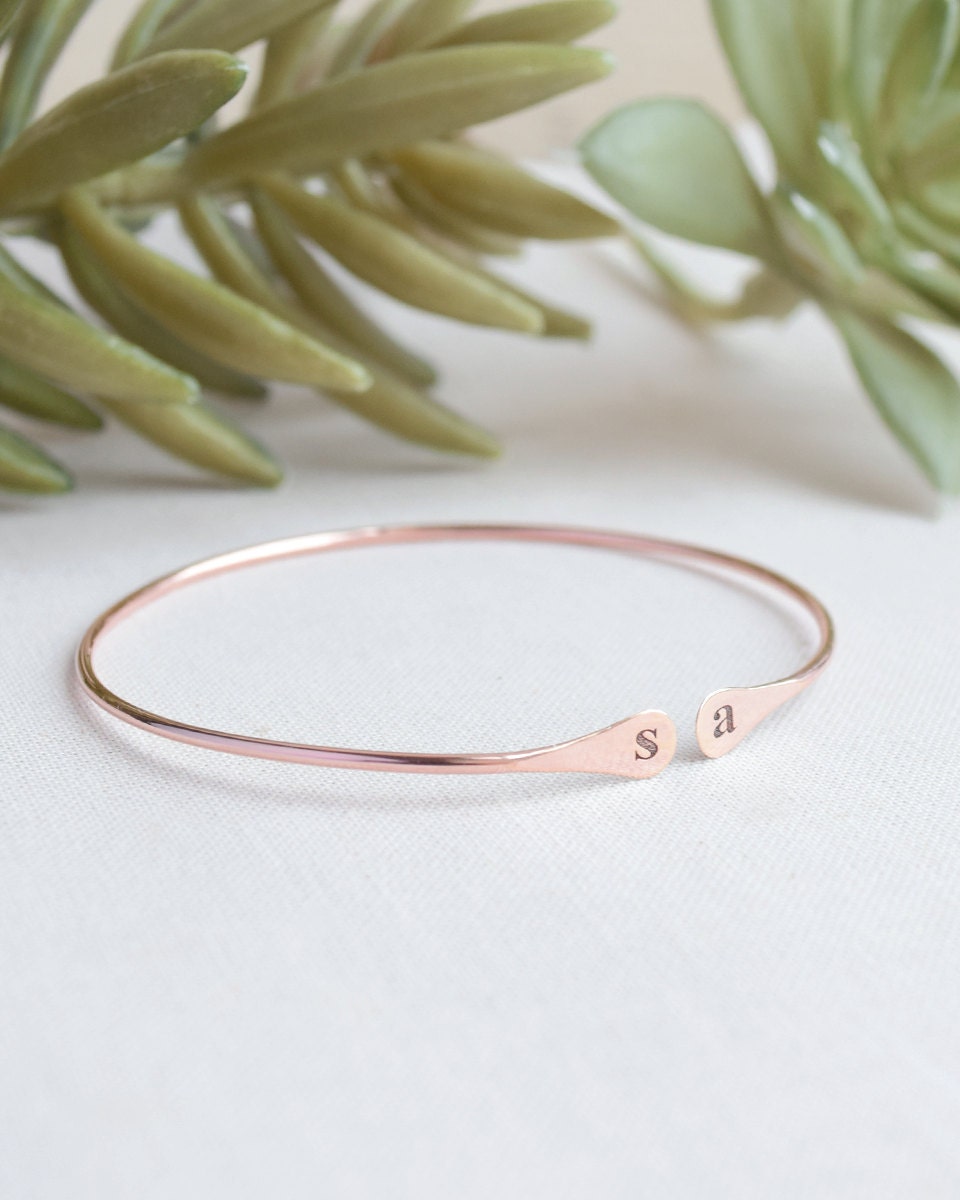 Thin Engraved Bangle Bracelet Adjustable Bangle by OliveYewJewels