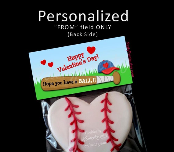 Printable Personalized Valentine Treat Bag Toppers Baseball 
