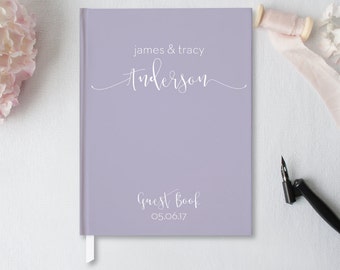 Wedding Guest Book, Wedding Guestbook, Custom Guest Book, Personalized Guest Book, Lavender Wedding Journal, Hardcover Guestbook GB-BB