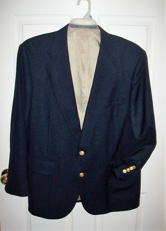 Vintage Men's Navy Blue Sport Coat Blazer MVP Collection
