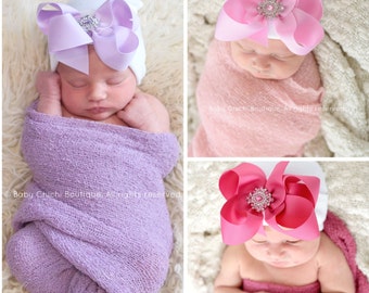 Newborn hat Hospital Hat Newborn baby girl beanie with bow Newborn Hat with bow Coming home outfit Baby Girl hospital hat with bow