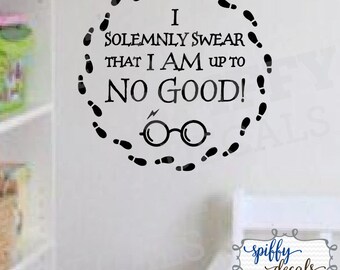 I Solemnly Swear I Am Up To No Good With Footprints Wall Decal Vinyl Sticker Quote Harry Potter Active