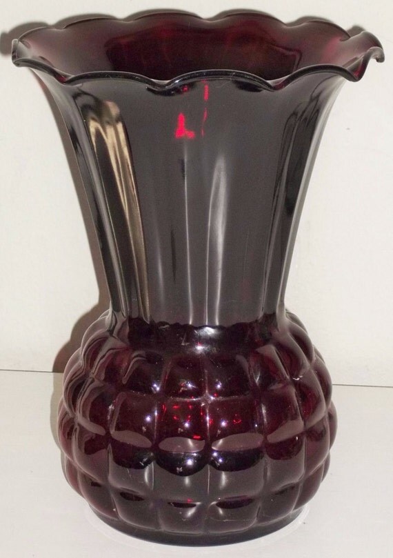 Royal Ruby Vase Red Glass Vase Anchor Hocking Royal Ruby