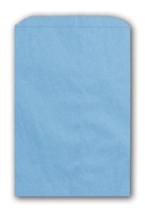 100 Blue Flat Paper Merchandise Bags 6.25 x 9.25