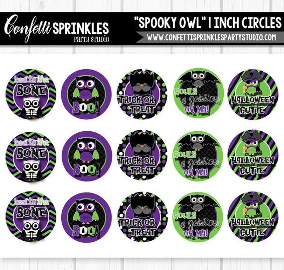 INSTANT DOWNLOAD "Spooky Owl" Halloween 4x6" 1" Inch Bottle Cap Image/Digital Collage Sheet Il_570xn