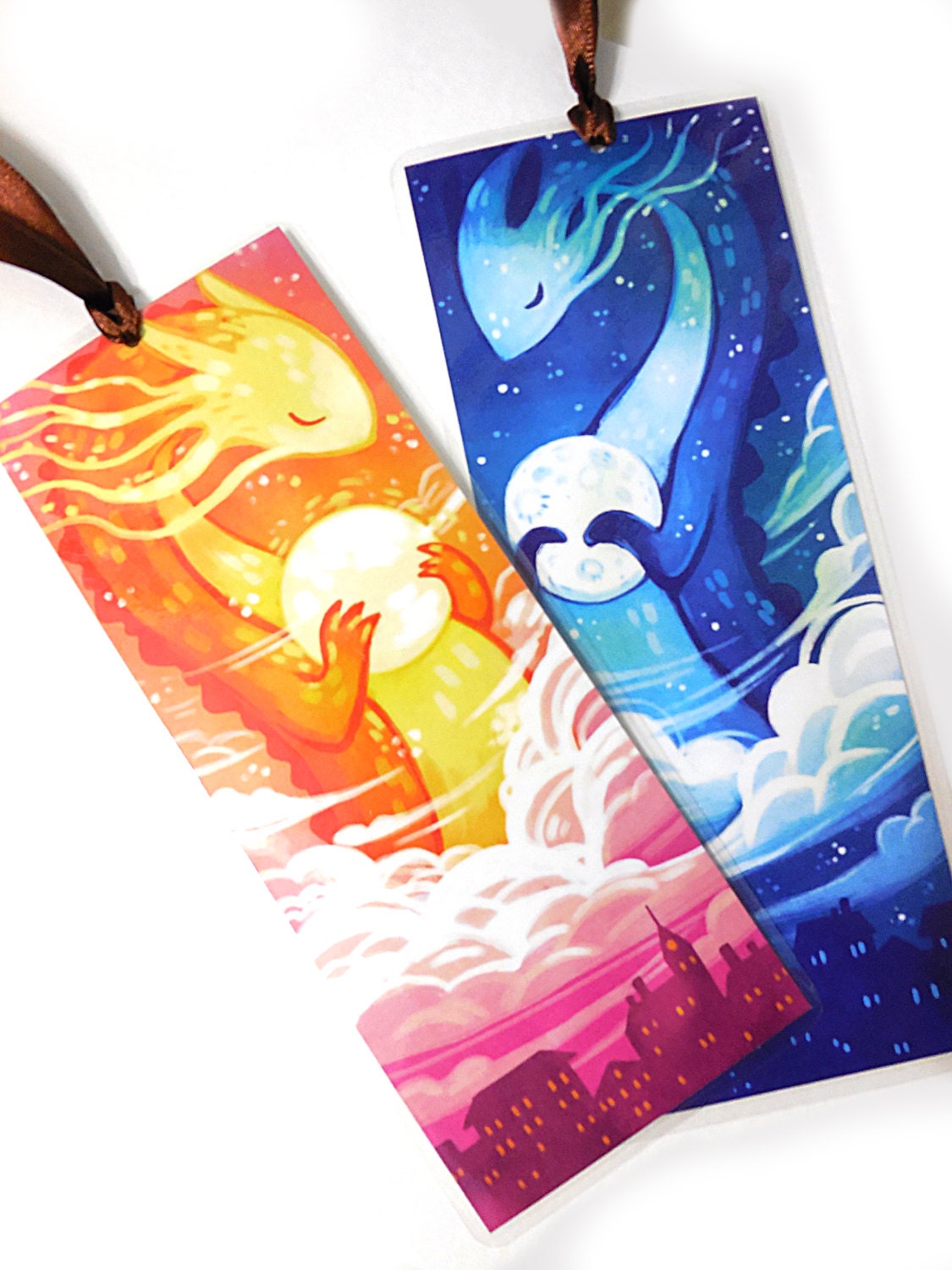 sun moon dragon bookmarks illustrated bookmark unique