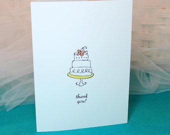 Set of 10 Stamped Wedding Thank You Cards Cake