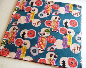 Japanese geisha fabric cotton fat quarter, japanese yukata kimono kawaii fabric, japanese geisha fabric