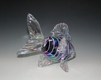 Hand Blown Glass Fish Sculpture - Amethyst Purple Tropical Fish