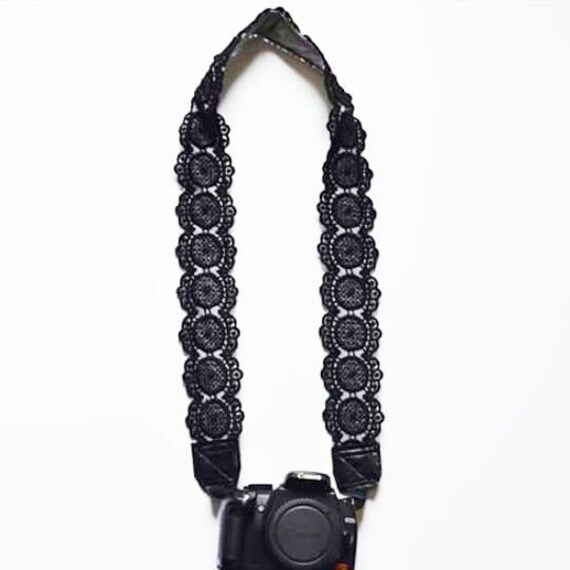 DSLR Camera Strap / Vintage Lace Camera Strap / Black Lace