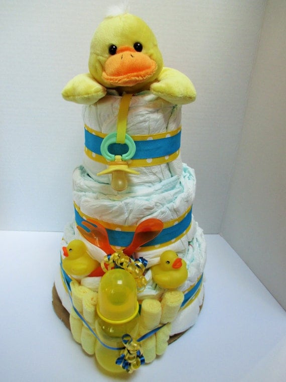 Rubber ducky diaper cake baby shower gift by christinasbabygifts