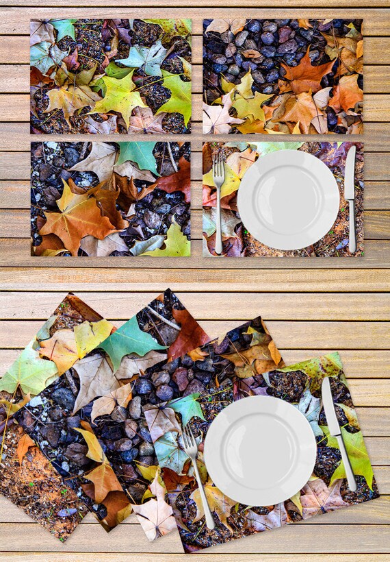 4 Autumn placemats printed on Vinyl textured fabric