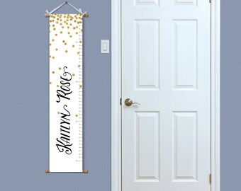 Personalized Growth Chart - Gold Dots Nursery - Growth Chart Ruler - Gold Dot Decal - Custom Growth Chart - First Birthday Gift Ideas