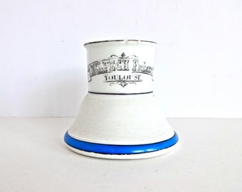 Vintage French Publicity Cafe Blue and White Pyrogene / Match Holder / Match Striker / Vesta