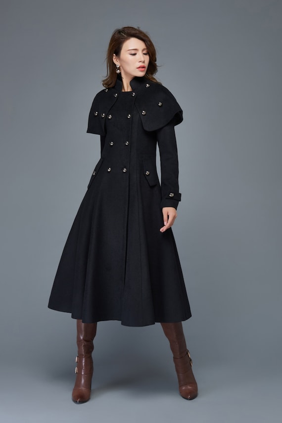 Long Black Fitted Coat | Han Coats
