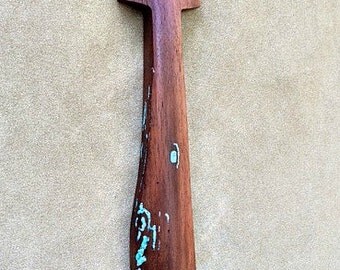 Mesquite Cross with Turquoise Inlay 33 high x by BlackFacedSheep