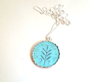 Judaica Coin Jewelry - Israeli Coin Necklace - Olive Branch - Reserved Jewelry - Art & Collectibles - Double side Necklace - Judaica Jewelry