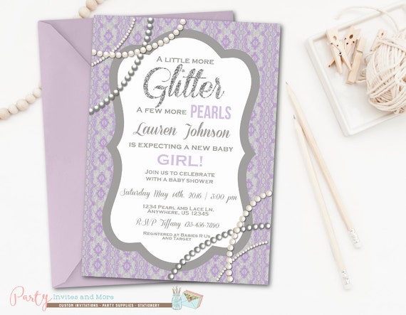 Glitter And Pearls Baby Shower Invitations 7