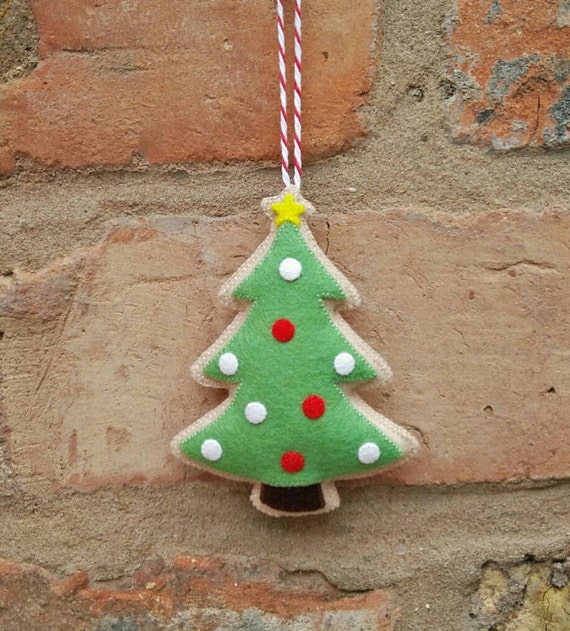 Felt Christmas tree cookie ornament