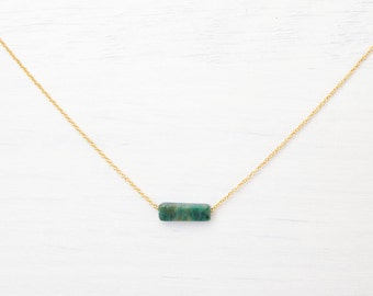 African Jade Bar Necklace // Choker // Dainty Choker // Gold Layering Necklace // Dainty Green Necklace // Dainty choker necklace // Tiny