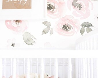 Jolie Floral - Large Mural Wallpaper, Watercolor Wall Mural