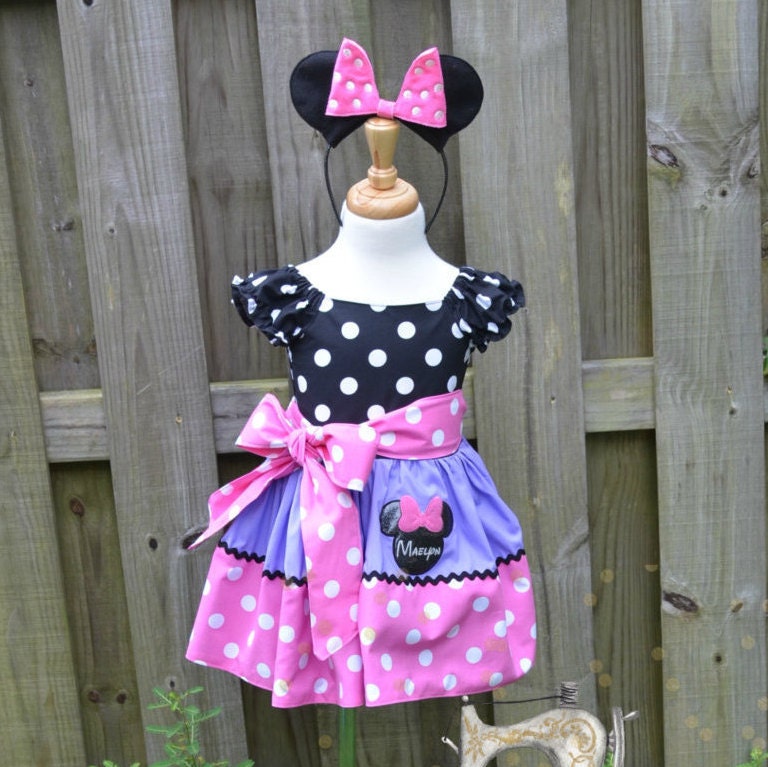 Inspired Minnie Mouse Dress Pink and purple Polka Dot Minne