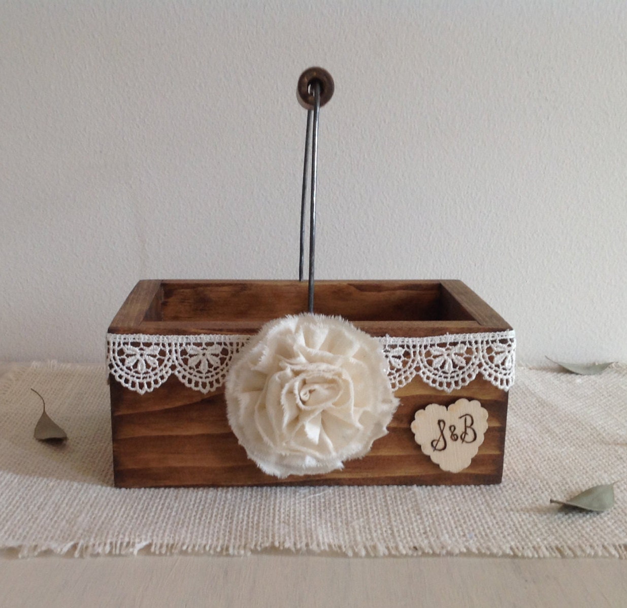 Flower girl basket rustic flower girl wood by AllLavenderandLove